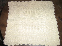 Dreamy, hand-crocheted, lined ecru decorative pillow