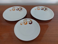 Retro Alföldi porcelán barna mintás tányér 3 db
