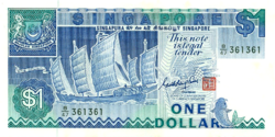 Singapore $ 1 1987 unc