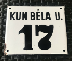 Béla Kun u. 17 - House number plate (enamel plate, enamel plate)