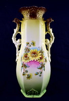 Antique Austrian large faience figural 2-handled vase!