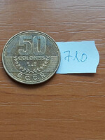 Costa rica 50 colones 2012 brass plated steel #710