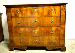 XIX. Sz. Braid inlaid 4-drawer chest of drawers!