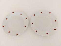 Régi 2 db Zsolnay porcelán barna pöttyös vintage kis tányér