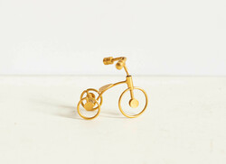 Mini réz? fém tricikli, bicikli, kerékpár - babaházi kiegészítő, bababútor, miniatűr
