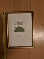 Armin Hofmann colored etching, 1997, numbered, signed, size indicated!