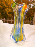 Frantisek Zemek váza  többszínű üvegből  -súlyos (2,28 kg), látványos szép darab