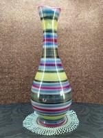 Glossy glazed striped ceramic vase