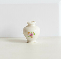 Mini porcelán váza - rózsa mintával - babaházi kiegészítő, konyha bababútor, miniatűr