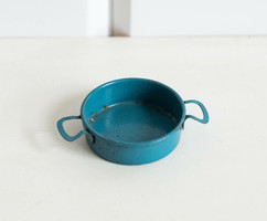 Mini kék fém lábas - babaházi edény, konyha bababútor, miniatűr