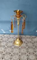Antique metal candle holder with amber pendants, recommend!