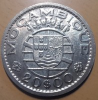 Moçambique - Mozambik  20$  1952 aUNC.  Ag Ezüst . POSTA VAN !