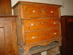Old German chest of drawers with 3 drawers natural solid pine