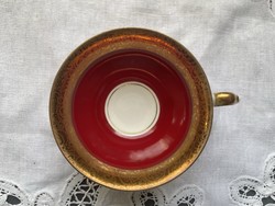 Patinás régi bordó aranyozott barokk kis csésze