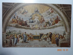 Régi festmény képeslap -  Raffaello: Disputa