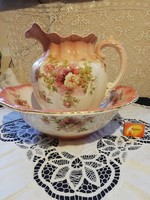 Antique porcelain English burslem for sale, huge beautiful rosy pink mozsdo jug with lava!