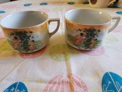 Antik Drasche porcelán jelenetes teás csésze 