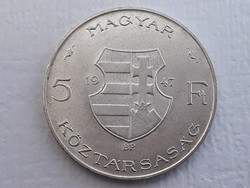 Hungarian silver 5 forint 1947 coin - Hungarian kossuth 5 ft 1947 coin