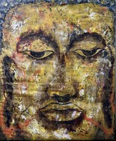 Óriás Buddha kép 115x95 - olaj vászon - Ázsia, vallás, buddhizmus, keleti filozófia