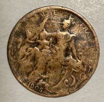 5 centime 1906, Franciaország, III, Köztársaság (1870 - 1941)