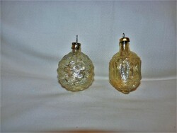 Old glass Christmas tree decorations - translucent silver and gold lanterns!