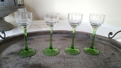 4 pcs. Old, graceful green-stemmed liqueur glass 12.2 Cm.