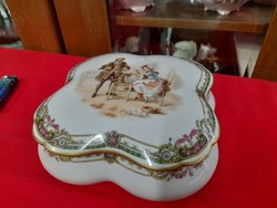 Old French large-scale Art Nouveau Limoges hand-painted porcelain bonbonnier, box, centerpiece.