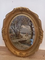 50 c 40 cm Gobelin kép Blondel keretben régi antik eladó