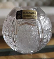 Metszett ólomkristály kis gömb váza