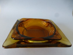 Retro amber glass stackable ashtray set. Rare!
