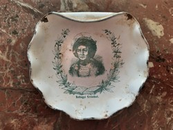 Old enamel ashtray of Elizabeth of Szilágy - marked