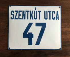Szentkút utca 47 - convex house number plate (enamel plate, enamel plate)