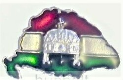 Silver-plated, colored parriot /irredenta/ badge of the Great Hungary unc