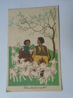 D191212 old postcard - Easter folk costume chirpa filter Szombathely - Újkígyós 1958