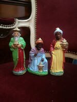 Old three kings of Bethlehem, Christmas 3 wise men, papier-mâché figure, in original box
