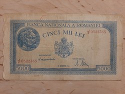 Romanian 5000 lei, cinci mii lei 1945