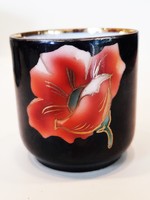 Gyönyörű antik Bakosné által festet vékonyfalú porcelán csésze