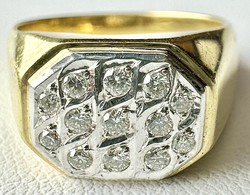 14T. 1 Forintról! 18 karátos Arany gyűrű, modern, hófehér Brilliánsokkal (0,25 ct) 5,6 gramm!