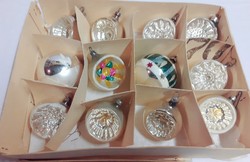 12 pieces in an old Christmas tree ornament box
