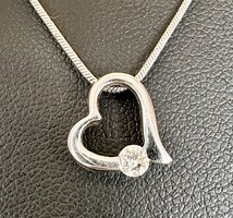 605T. From HUF 1! Hungarian 14k white gold (4.4 g) brilliant (0.1 ct) necklace with pendant, top weselton