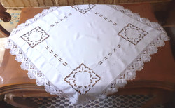 Beautiful antique riselted lace tablecloth, table cloth. 77X77 cm