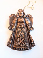 Old gilded wax angel neck Christmas tree ornament 11cm