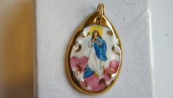 Porcelain, Mary pendant, in box.