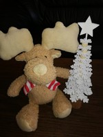 Plush reindeer + wooden pine