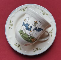 Libás húsvéti német porcelán kávés teás szett csésze bögre tányér csészealj