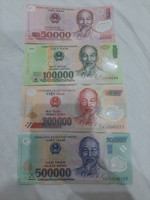 Vietnam 50000,100000,200000,500000 dong unc
