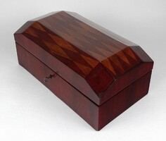 1L210 Gyönyörű antik zárható intarziás fadoboz ékszertartó doboz szivar doboz
