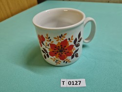 Zsolnay red flower pattern mug