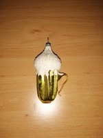 Antik üveg karácsonyfadísz söröskorsó 8,5 cm