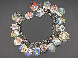 19pcs enamel city badge and shield antique silver bracelet - zsuzsu/charm